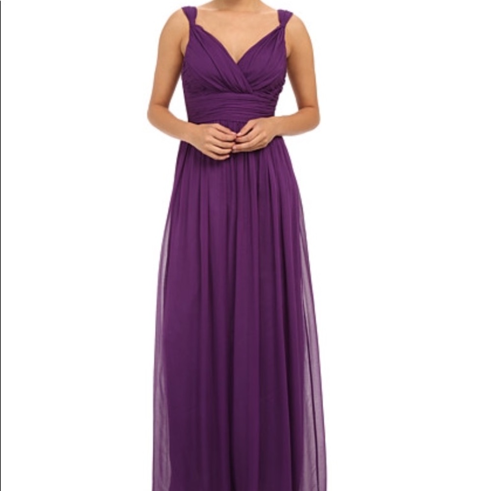 DONNA MORGAN Amy Long Chiffon Gown | Perfect Plum | Size 2